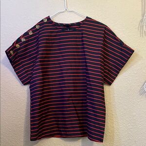 Who What Wear Black and Red Boxy Short Sleeve Top